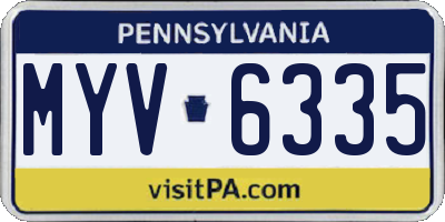 PA license plate MYV6335