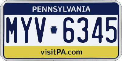 PA license plate MYV6345