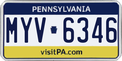 PA license plate MYV6346