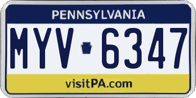 PA license plate MYV6347
