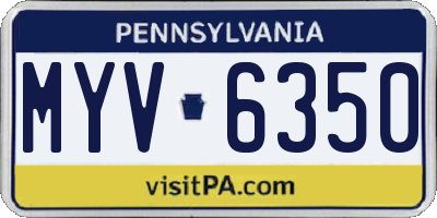 PA license plate MYV6350