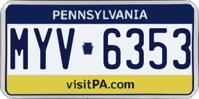 PA license plate MYV6353