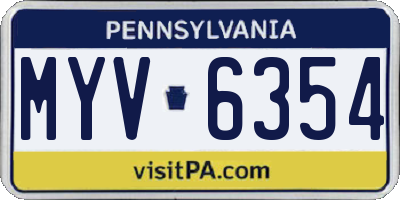 PA license plate MYV6354
