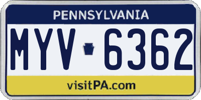 PA license plate MYV6362