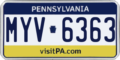 PA license plate MYV6363