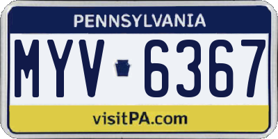 PA license plate MYV6367