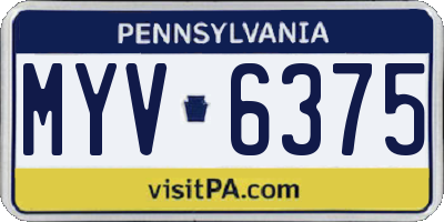 PA license plate MYV6375