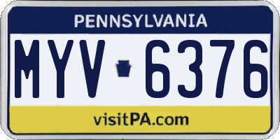 PA license plate MYV6376