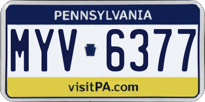 PA license plate MYV6377