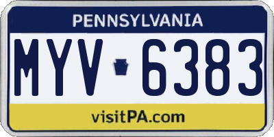 PA license plate MYV6383
