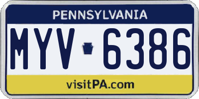 PA license plate MYV6386