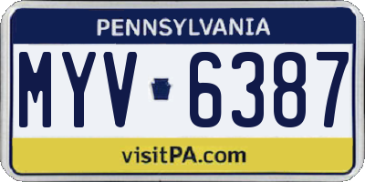 PA license plate MYV6387