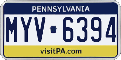 PA license plate MYV6394