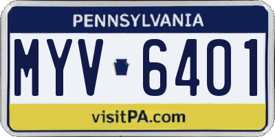 PA license plate MYV6401