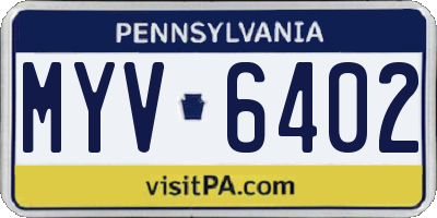 PA license plate MYV6402