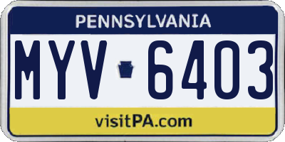 PA license plate MYV6403