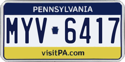 PA license plate MYV6417