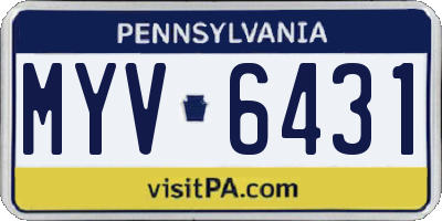 PA license plate MYV6431