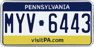 PA license plate MYV6443