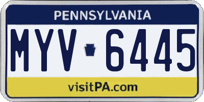 PA license plate MYV6445