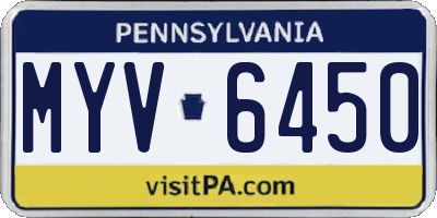 PA license plate MYV6450