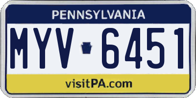 PA license plate MYV6451