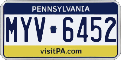 PA license plate MYV6452