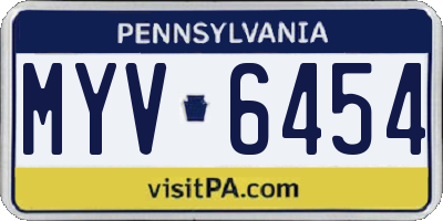 PA license plate MYV6454