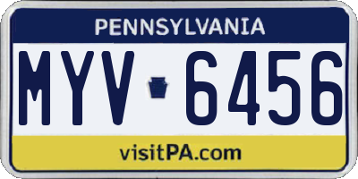 PA license plate MYV6456