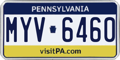 PA license plate MYV6460