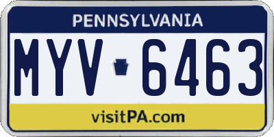 PA license plate MYV6463