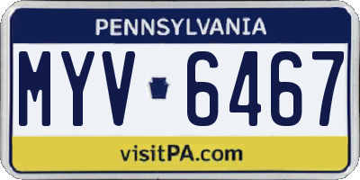 PA license plate MYV6467