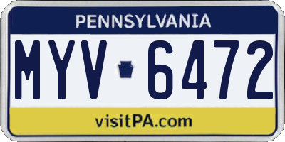 PA license plate MYV6472