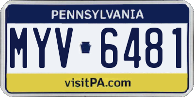 PA license plate MYV6481