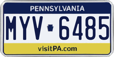 PA license plate MYV6485