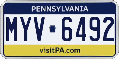PA license plate MYV6492