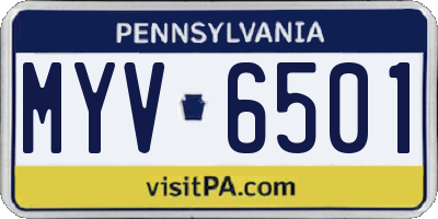 PA license plate MYV6501