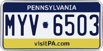 PA license plate MYV6503