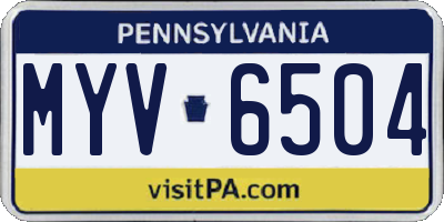 PA license plate MYV6504