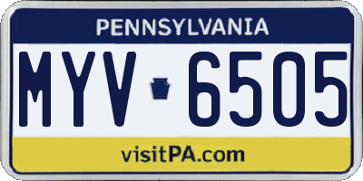 PA license plate MYV6505
