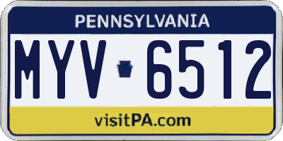 PA license plate MYV6512