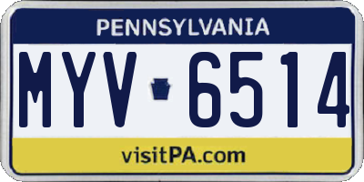 PA license plate MYV6514