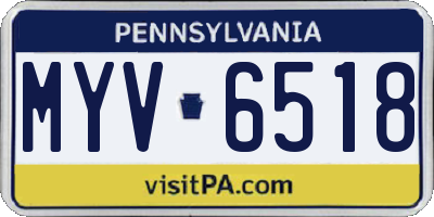 PA license plate MYV6518