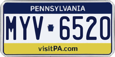 PA license plate MYV6520