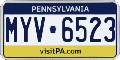 PA license plate MYV6523