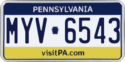 PA license plate MYV6543