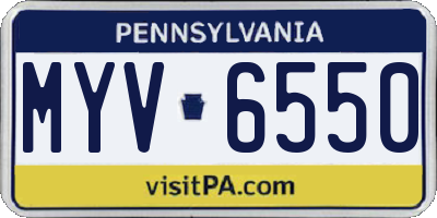 PA license plate MYV6550