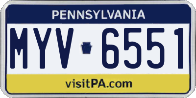 PA license plate MYV6551