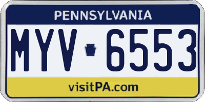 PA license plate MYV6553