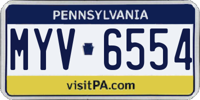 PA license plate MYV6554